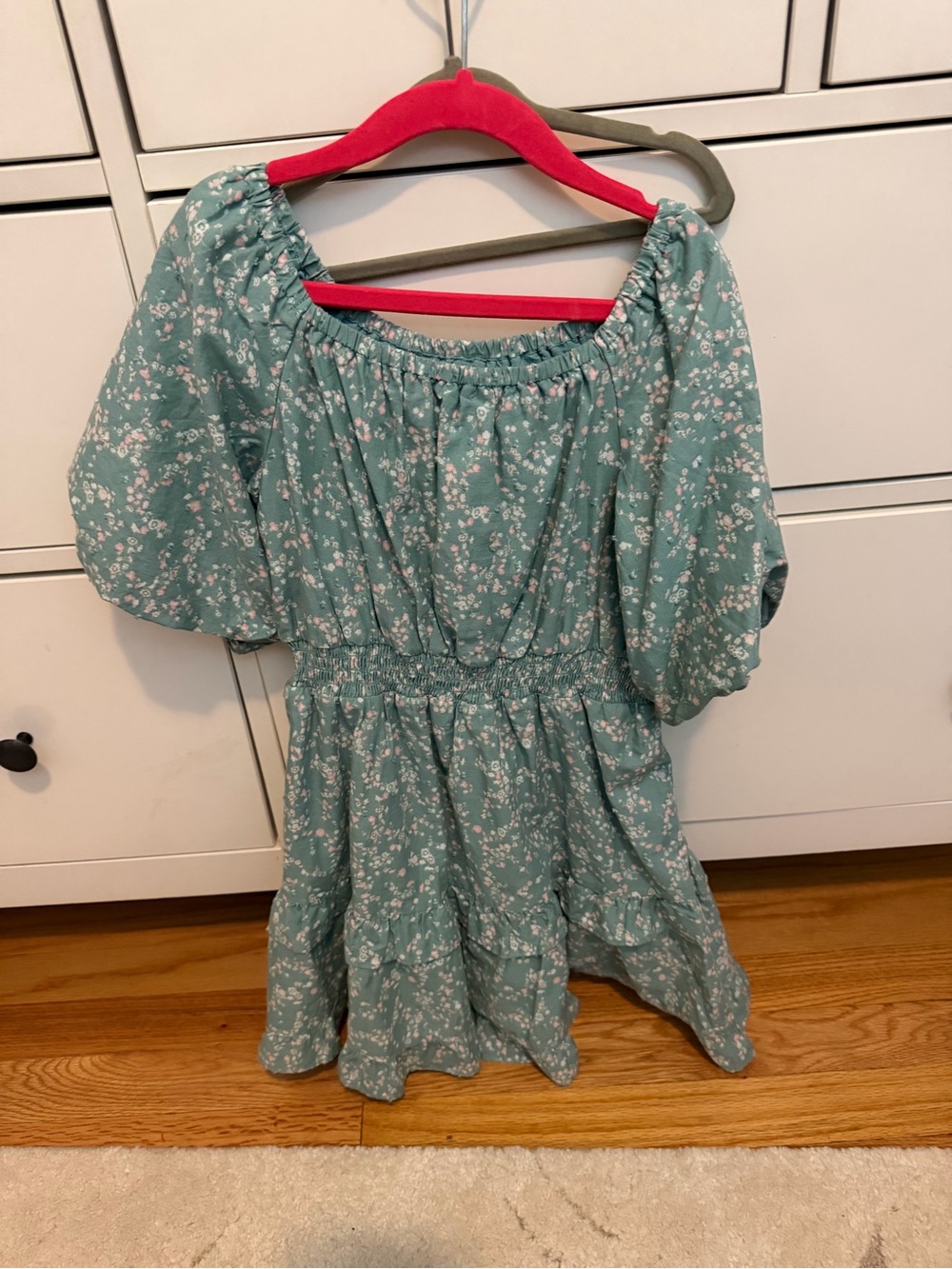 Cat & Jack Teal Floral Ruffled Dress